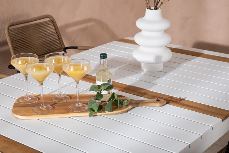 Togo Matgrupp Utomhus 150 cm + 4 st Lindos Karmstolar - Svart/Vit - Utemöbler - Utegrupp - Matgrupp utomhus