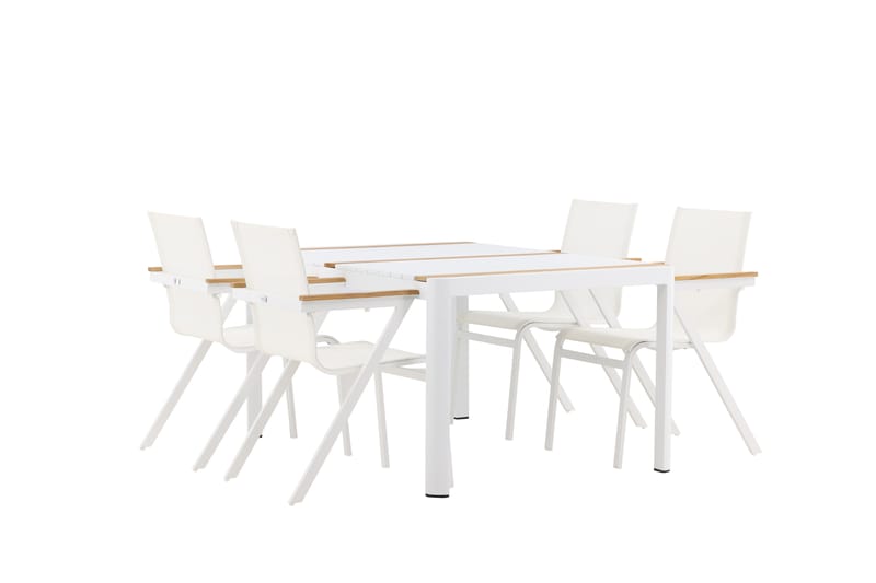 Togo Matgrupp Utomhus 150 cm + 4 st Mexico Karmstolar - Vit - Utemöbler - Utegrupp - Matgrupp utomhus