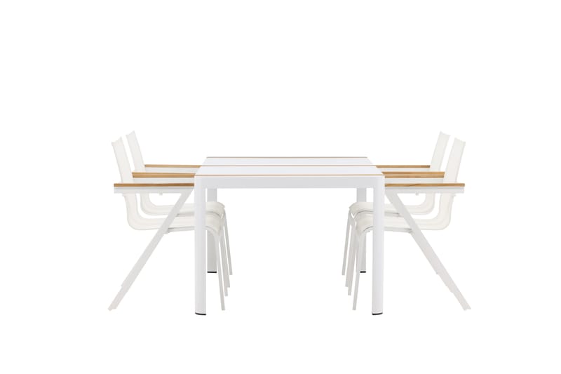 Togo Matgrupp Utomhus 150 cm + 4 st Mexico Karmstolar - Vit - Utemöbler - Utegrupp - Matgrupp utomhus