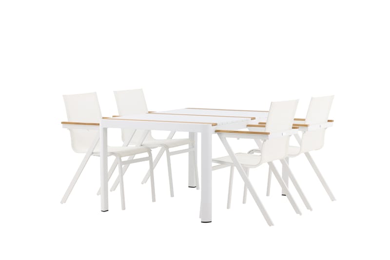 Togo Matgrupp Utomhus 150 cm + 4 st Mexico Karmstolar - Vit - Utemöbler - Utegrupp - Matgrupp utomhus