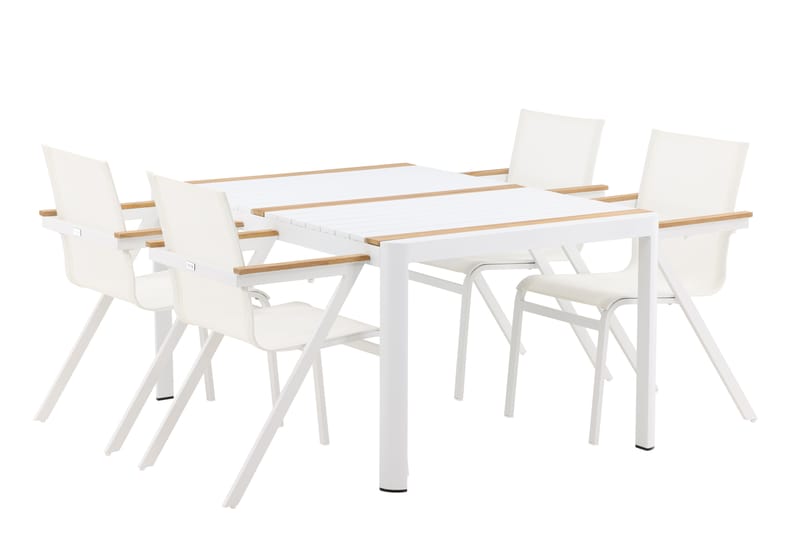 Togo Matgrupp Utomhus 150 cm + 4 st Mexico Karmstolar - Vit - Utemöbler - Utegrupp - Matgrupp utomhus