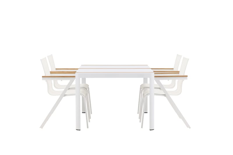 Togo Matgrupp Utomhus 150 cm + 4 st Mexico Karmstolar - Vit - Utemöbler - Utegrupp - Matgrupp utomhus