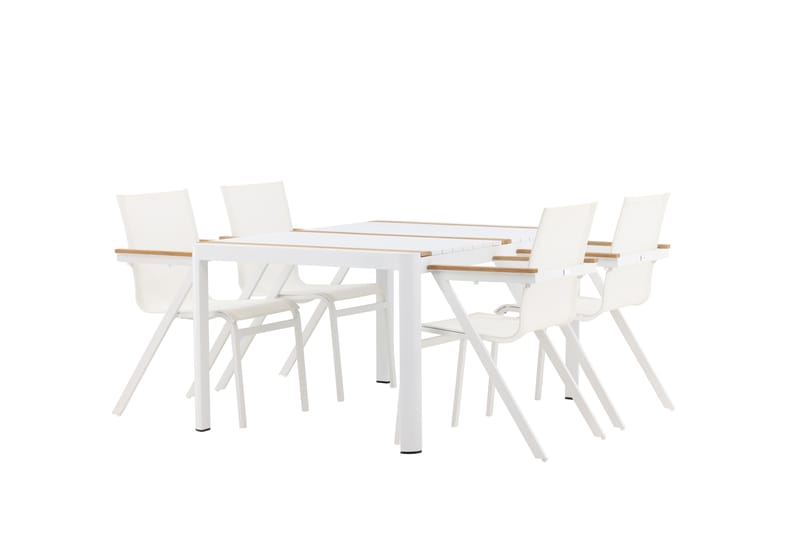 Togo Matgrupp Utomhus 150 cm + 4 st Mexico Karmstolar - Vit - Utemöbler - Utegrupp - Matgrupp utomhus
