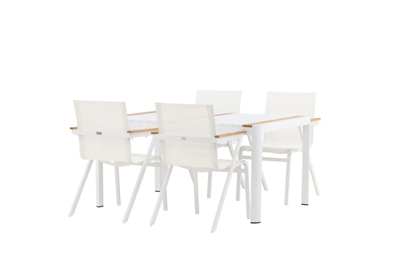 Togo Matgrupp Utomhus 150 cm + 4 st Mexico Karmstolar - Vit - Utemöbler - Utegrupp - Matgrupp utomhus
