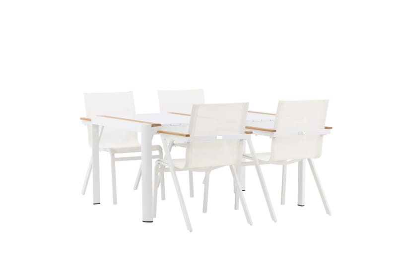 Togo Matgrupp Utomhus 150 cm + 4 st Mexico Karmstolar - Vit - Utemöbler - Utegrupp - Matgrupp utomhus