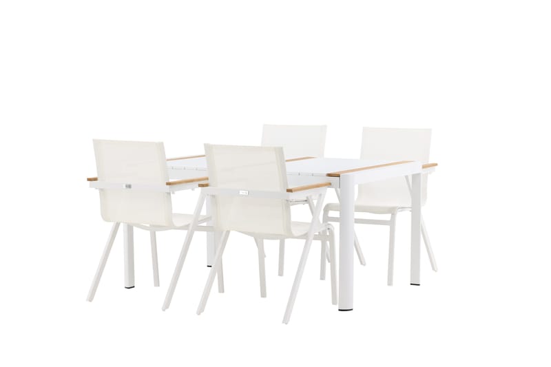 Togo Matgrupp Utomhus 150 cm + 4 st Mexico Karmstolar - Vit - Utemöbler - Utegrupp - Matgrupp utomhus