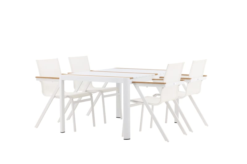 Togo Matgrupp Utomhus 150 cm + 4 st Mexico Karmstolar - Vit - Utemöbler - Utegrupp - Matgrupp utomhus