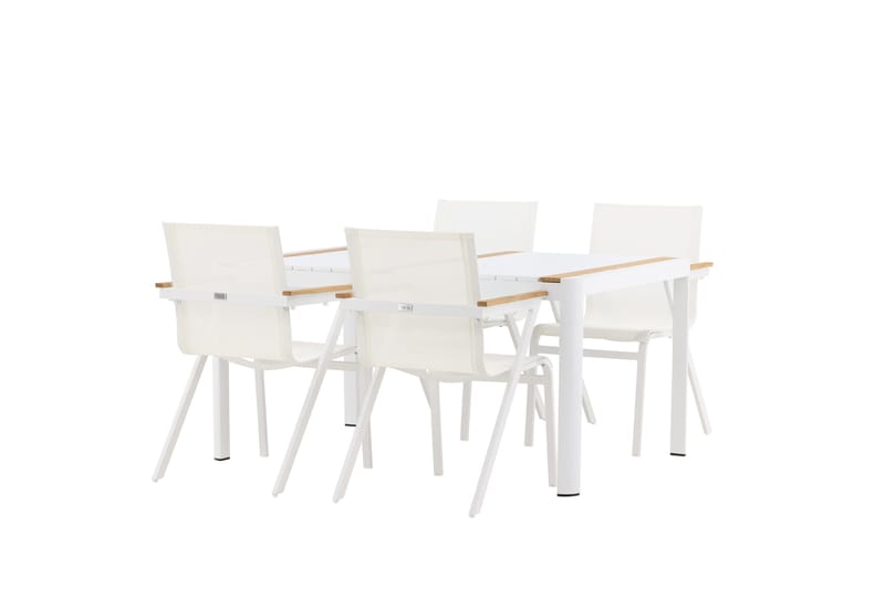 Togo Matgrupp Utomhus 150 cm + 4 st Mexico Karmstolar - Vit - Utemöbler - Utegrupp - Matgrupp utomhus