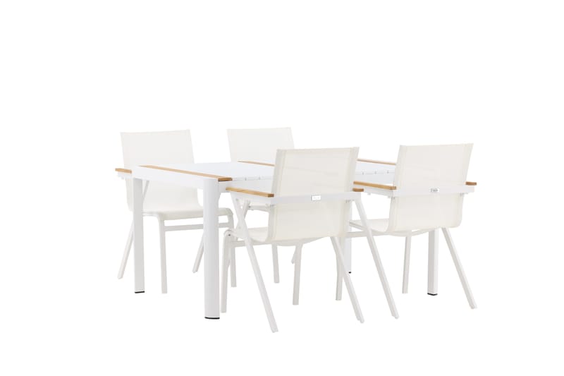 Togo Matgrupp Utomhus 150 cm + 4 st Mexico Karmstolar - Vit - Utemöbler - Utegrupp - Matgrupp utomhus