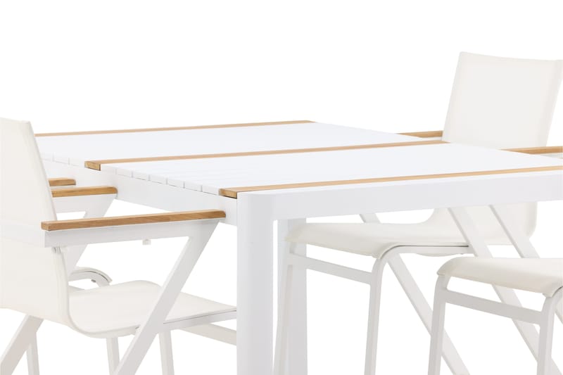 Togo Matgrupp Utomhus 150 cm + 4 st Mexico Karmstolar - Vit - Utemöbler - Utegrupp - Matgrupp utomhus