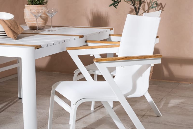 Togo Matgrupp Utomhus 150 cm + 4 st Mexico Karmstolar - Vit - Utemöbler - Utegrupp - Matgrupp utomhus