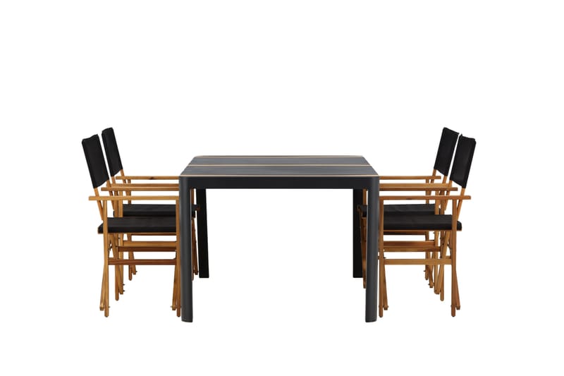 Togo Matgrupp Utomhus 150x100 cm + 4 Marion Stol - Svart/Brun - Utemöbler - Utegrupp - Matgrupp utomhus