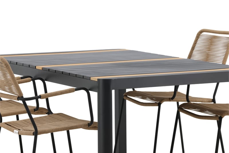 Togo Matgrupp Utomhus 70 cm + 4 st Lindos Karmstolar - Svart/Beige - Utemöbler - Utegrupp - Matgrupp utomhus