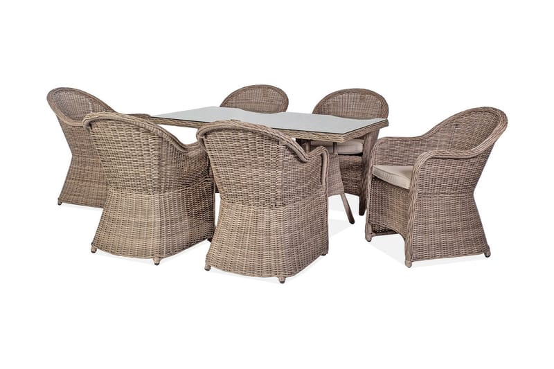Toscana Matgrupp Utomhus 140 cm inkl 6 Utestolar, Brun