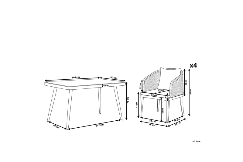Trädgårdsmöbelset aluminium grå LIPARI - Grå - Utemöbler - Utegrupp - Matgrupp utomhus