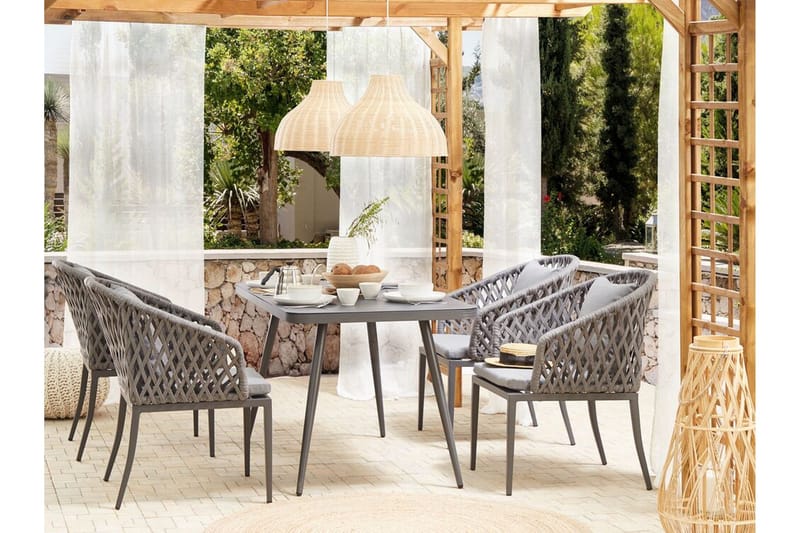 Trädgårdsmöbelset aluminium grå LIPARI - Grå - Utemöbler - Utegrupp - Matgrupp utomhus
