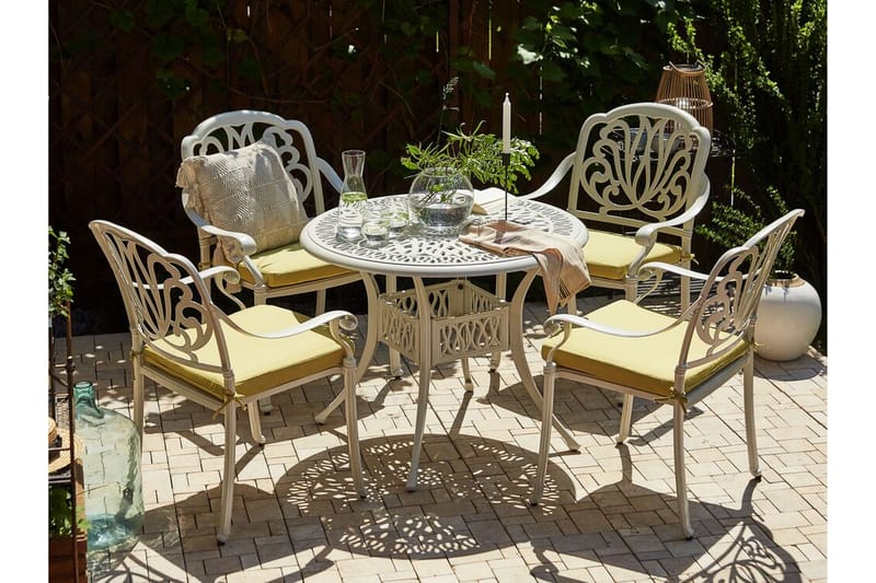 Trädgårdsmöbelset av bord och 4 stolar vit ANCONA - Vit - Matgrupp utomhus