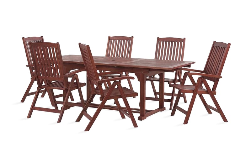 Trädgårdsmöbelset av bord och 6 stolar akaciaträ TOSCANA - Trä/Natur - Matgrupp utomhus