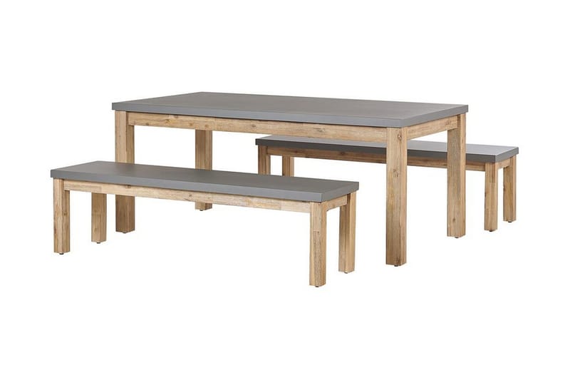 Trädgårdsmöbelset av Utebord och 2 Bänkar Utomhus grå OSTUNI, Grå