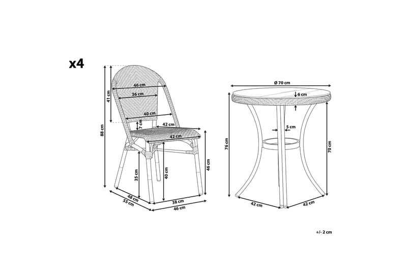 Trädgårdsmöbelset av Utebord och 4 Utestolar RIFREDDO - Blå - Utemöbler - Utegrupp - Matgrupp utomhus