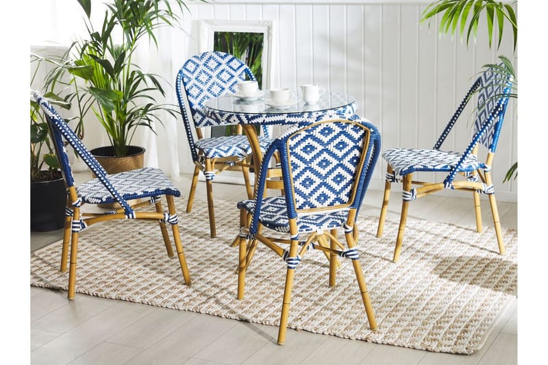 Trädgårdsmöbelset av Utebord och 4 Utestolar RIFREDDO - Blå - Utemöbler - Utegrupp - Matgrupp utomhus