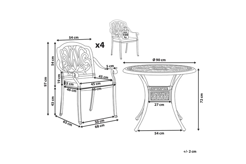 Trädgårdsmöbelset av Utebord och 4 Utestolar vit ANCONA - Vit - Utemöbler - Utegrupp - Matgrupp utomhus