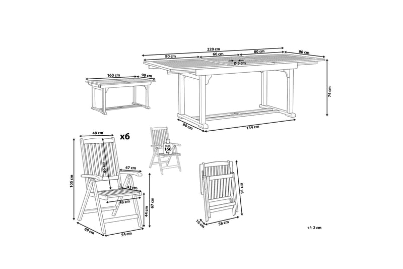 Trädgårdsmöbelset av Utebord och 6 Utestolar JAVA - Trä/natur - Utemöbler - Utegrupp - Matgrupp utomhus