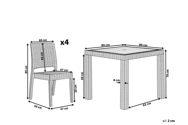 Trädgårdsset av Utebord och 4 Utestolar FOSSANO - Vit - Utemöbler - Utegrupp - Matgrupp utomhus