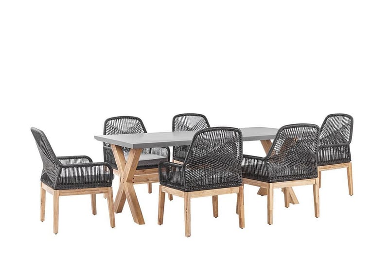 Trädgårdsset av Utebord och 6 Utestolar svart/grå OLBIA, Grå