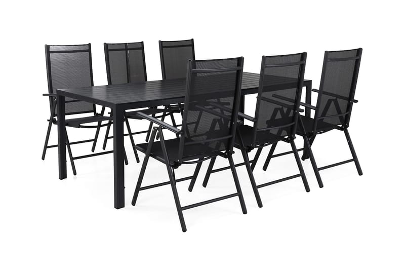 Tunis Matgrupp 205 + 6 Maggie Positionsstol - Svart - Utemöbler - Utegrupp - Matgrupp utomhus