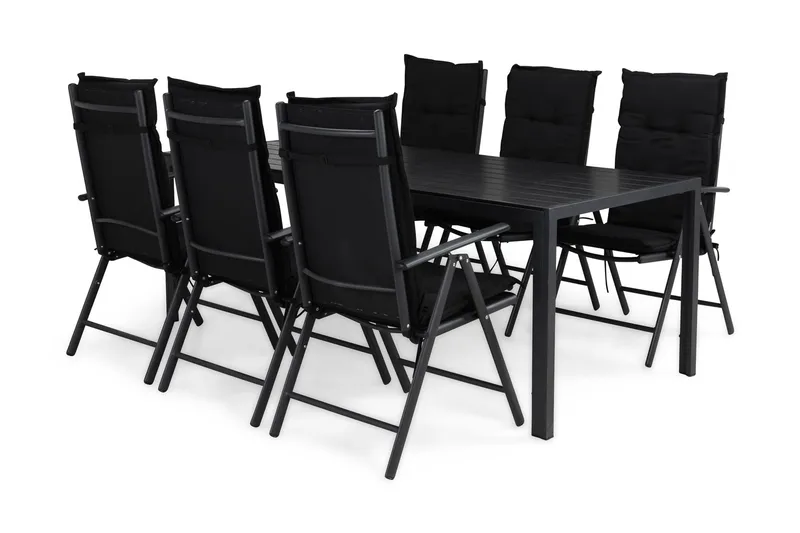 Tunis Matgrupp 205x90 + 6 Maggie Positionsstol m Dyna, Svart