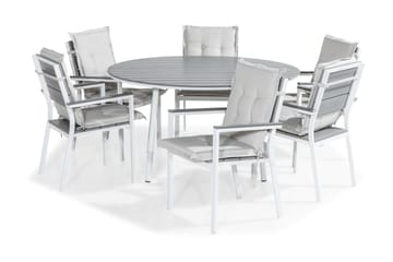 Tunis Matgrupp Utomhus 140 Rund + 6 Tunis Stapelstol m Dyna