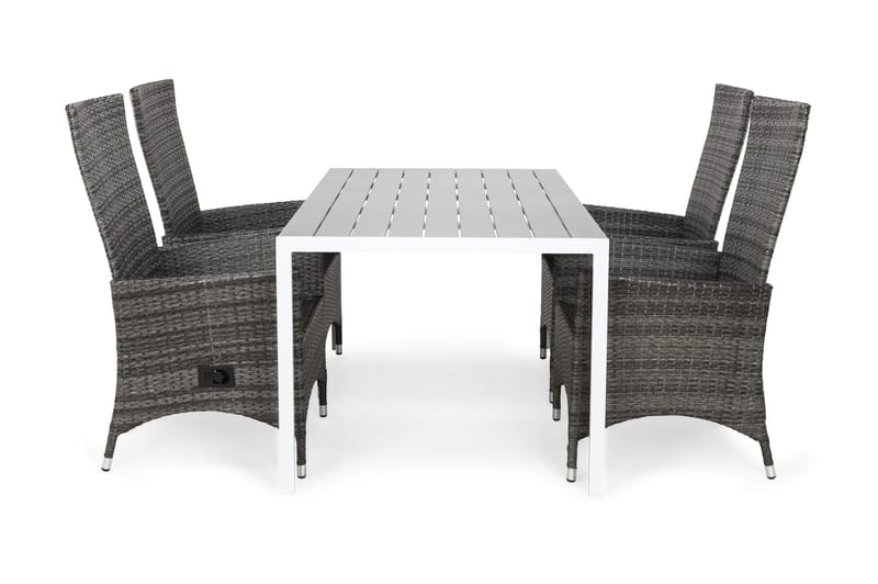 Tunis Matgrupp Utomhus 150 + 4 Jenny Ställbar Fåtölj, Vit/Grå