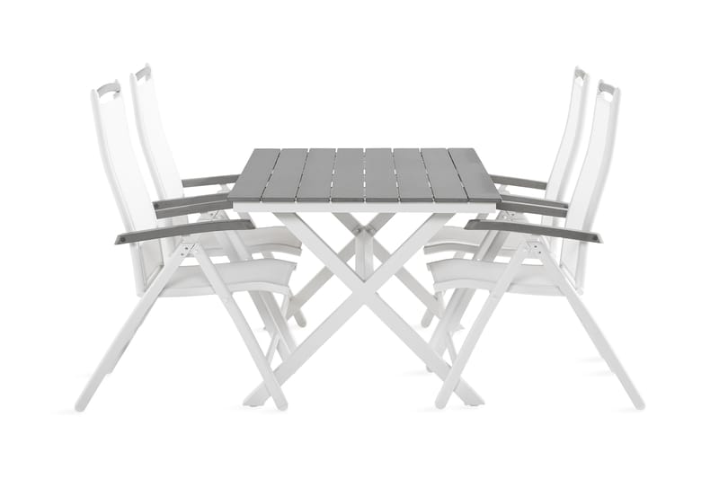 Tunis Matgrupp Utomhus 150 cm + 4 Monaco Lyx Positionstolar - Svart/Vit - Utemöbler - Utegrupp - Matgrupp utomhus