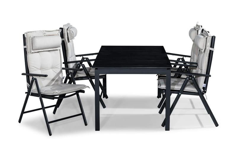 Tunis Matgrupp Utomhus 152-210x90 + 4 Maggie Positionsstol m Dyna, Svart/Offwhite