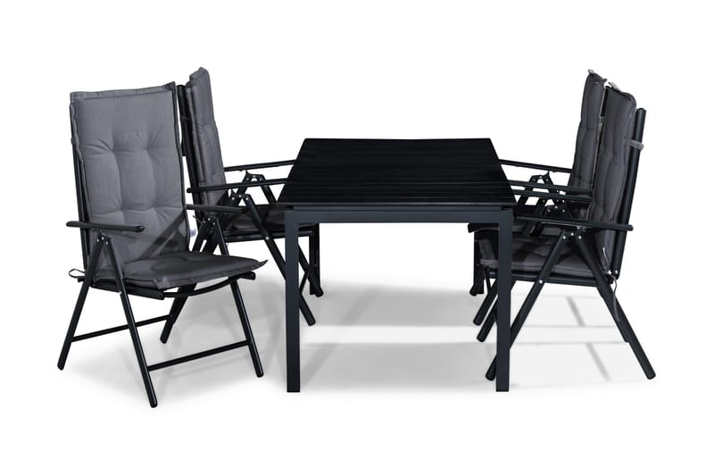 Tunis Matgrupp Utomhus 152-210x90 + 4 Maggie Positionsstol m Dyna, Svart/Grå