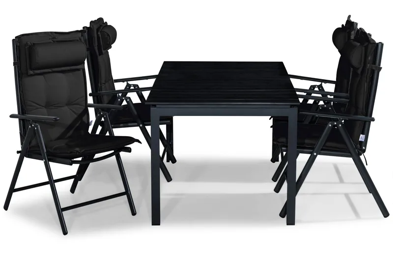 Tunis Matgrupp Utomhus 152-210x90 + 4 Maggie Positionsstol m Dyna, Svart