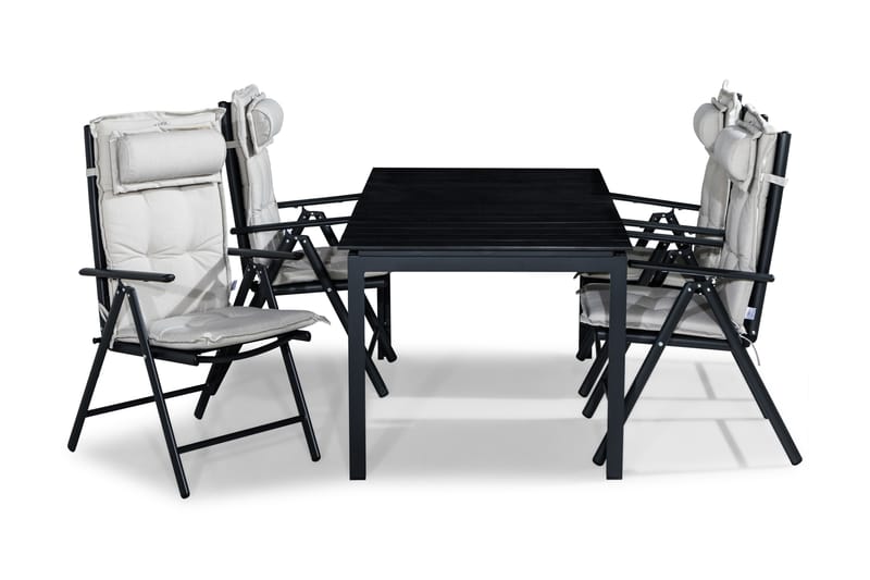 Tunis Matgrupp Utomhus 152-210x90 + 4 Maggie Positionsstol m Dyna, Svart/Offwhite