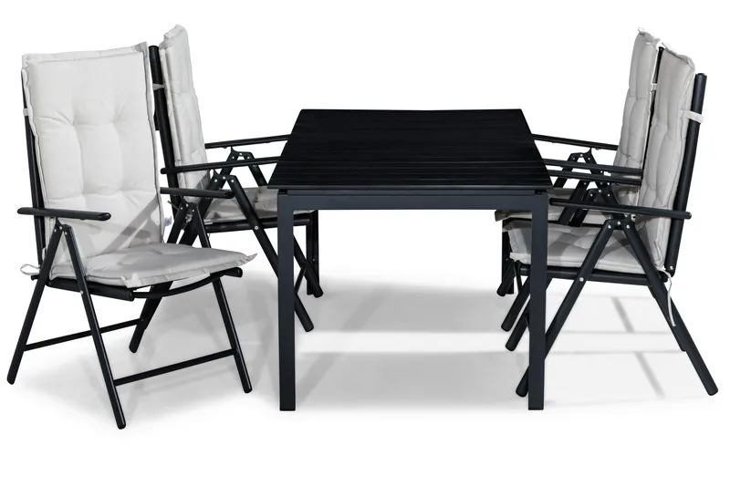 Tunis Matgrupp Utomhus 152-210x90 + 4 Maggie Positionsstol m Dyna, Svart/Offwhite