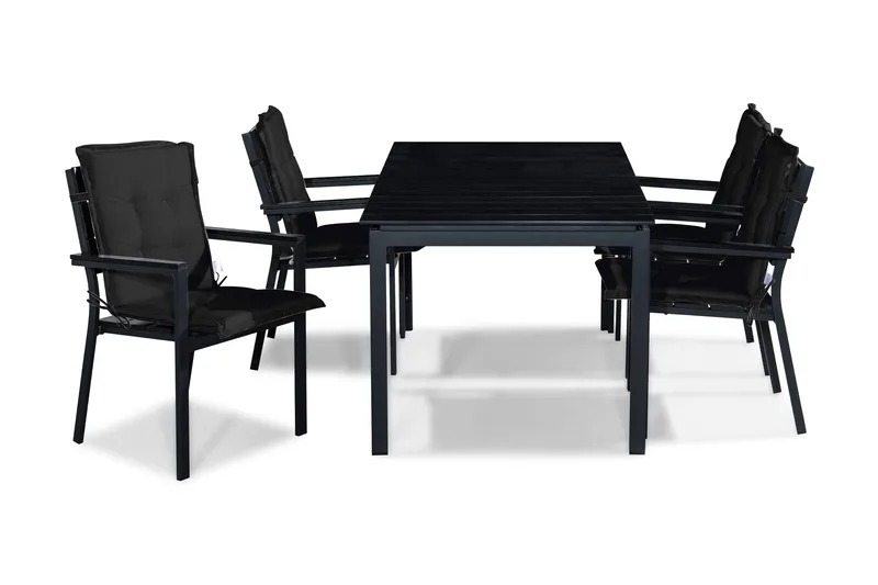 Tunis Matgrupp Utomhus 152-210x90 + 4 Stapelstolar m Dyna - Svart - Utemöbler - Utegrupp - Matgrupp utomhus