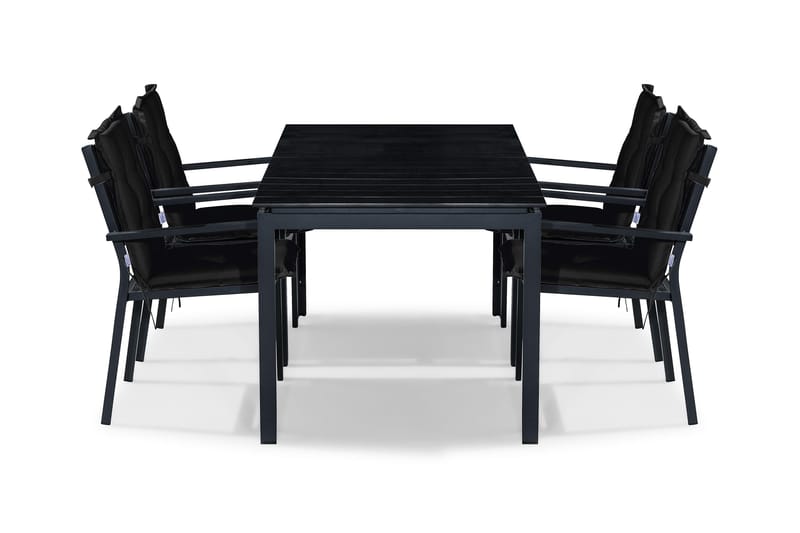 Tunis Matgrupp Utomhus 152-210x90 + 4 Stapelstolar m Dyna, Svart