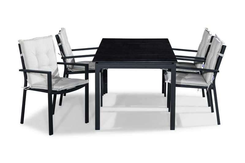 Tunis Matgrupp Utomhus 152-210x90 + 4 Tunis Stapelstol m Dyna, Svart/Offwhite