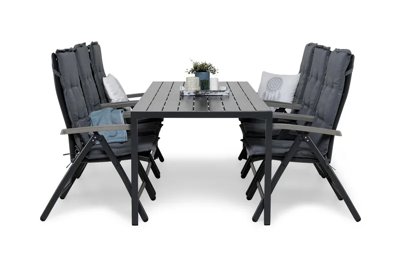 Tunis Matgrupp Utomhus 205 + 6 Monaco Lyx Positionsstol m Dyna, Svart/Svart/Grå
