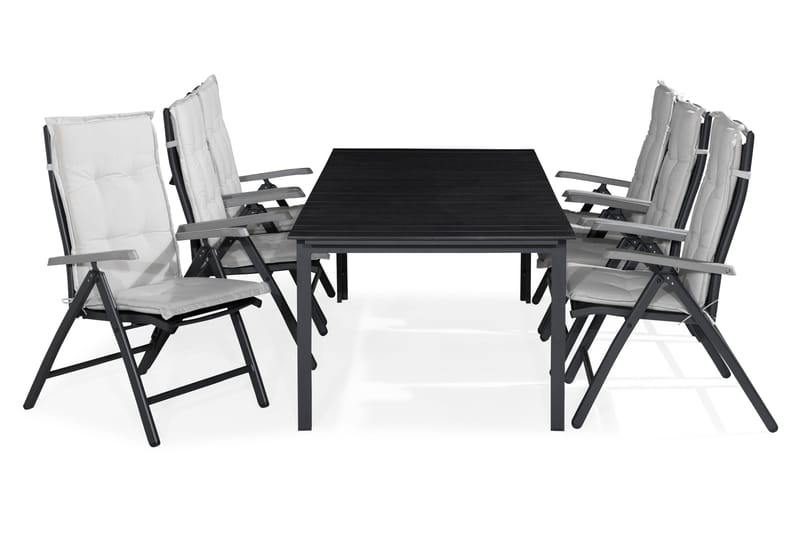 Tunis Matgrupp Utomhus 205x90 + 6 Monaco Lyx Positionsstol m Dyna, Svart/Grå/Offwhite