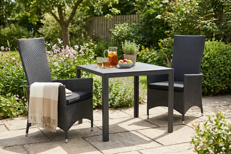 Tunis Matgrupp Utomhus 90 + 2 Jenny Ställbar Fåtölj m Dyna - Svart/Svart/Svart - Utemöbler - Utegrupp - Matgrupp utomhus