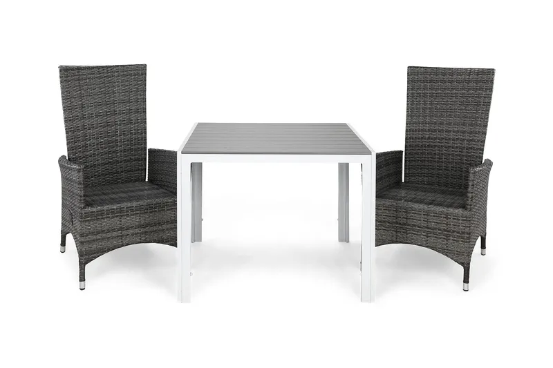 Tunis Matgrupp Utomhus 90 + 2 Jenny Ställbar Fåtölj, Vit/Grå