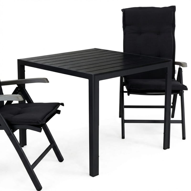 Tunis Matgrupp Utomhus 90 + 2 Monaco Lyx Positionsstol m Dyna - Svart/Svart/Grå - Utemöbler - Utegrupp - Matgrupp utomhus