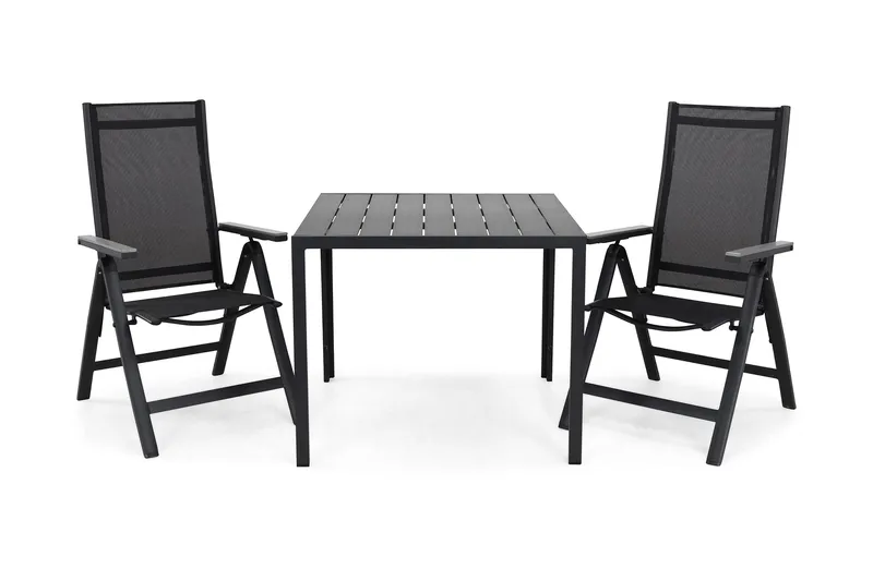 Tunis Matgrupp Utomhus 90 + 2 Monaco Positionsstol, Svart/Svart/Grå