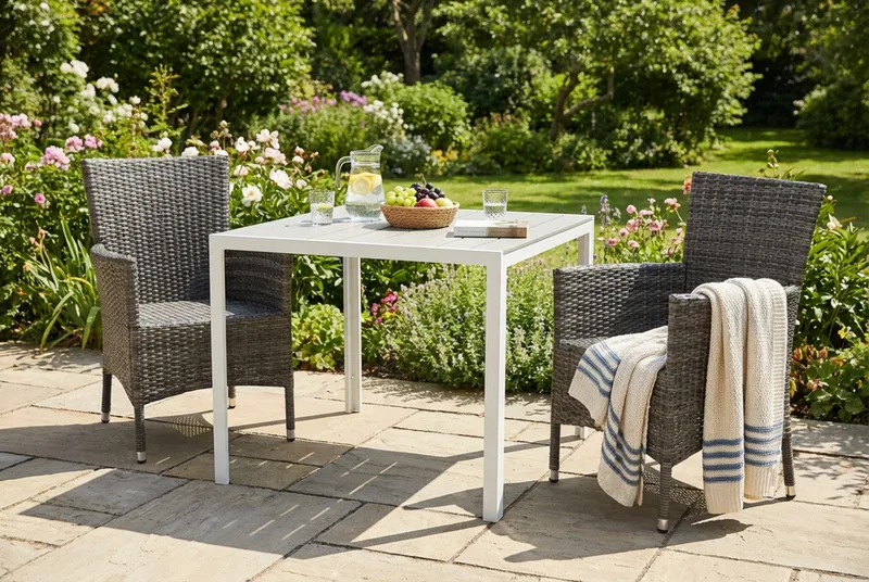 Tunis Matgrupp Utomhus 90 + 2 Thor Fåtölj - Vit/Grå - Utemöbler - Utegrupp - Matgrupp utomhus