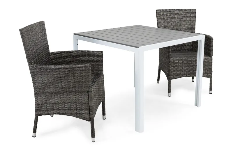Tunis Matgrupp Utomhus 90 + 2 Thor Fåtölj - Vit/Grå - Utemöbler - Utegrupp - Matgrupp utomhus